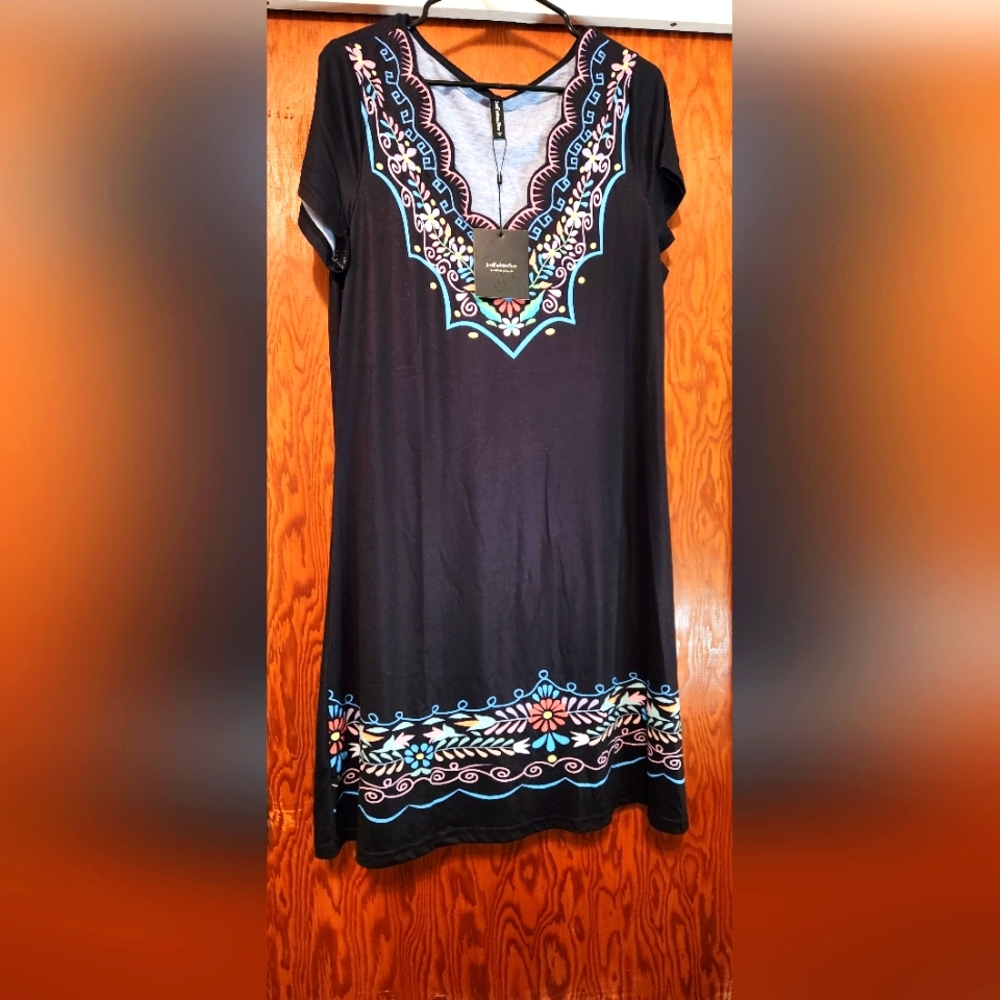 JUST FASHION NOW BLACK DRESS W DESIGN SIZE XL